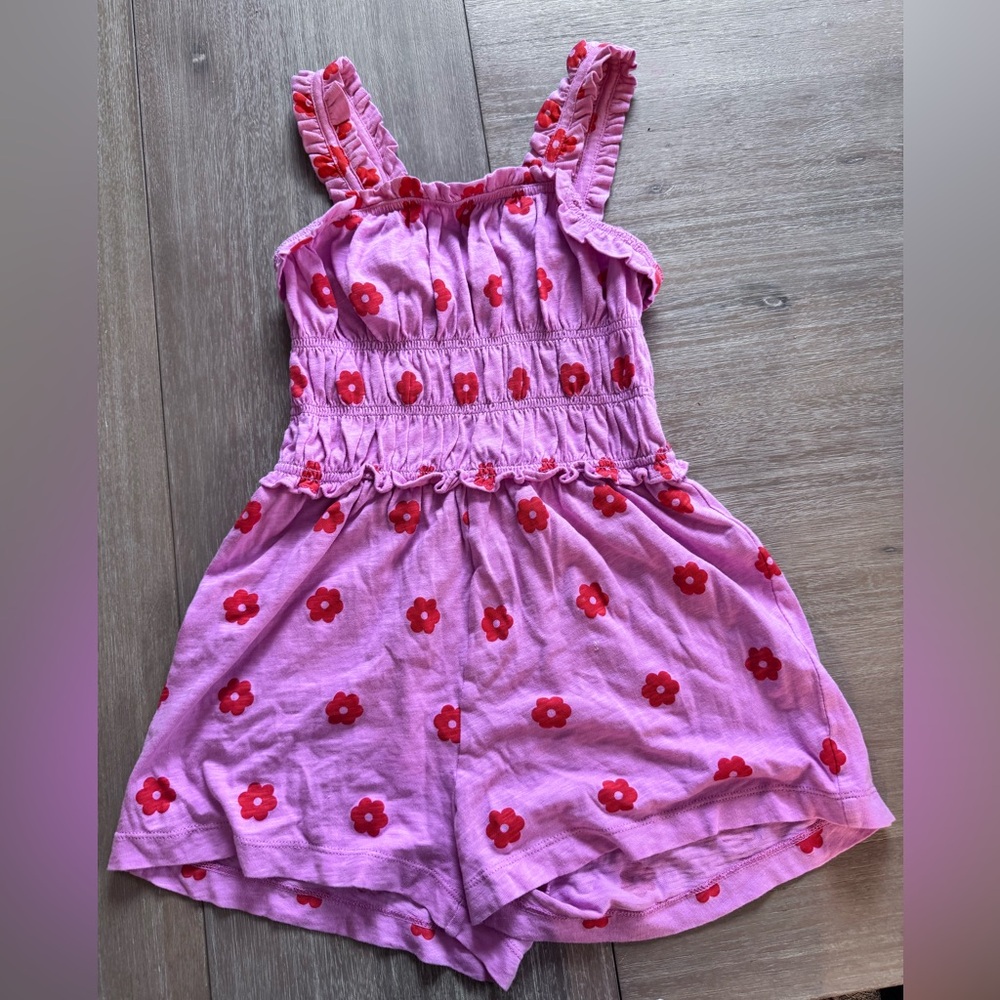 Crewcuts Pink Floral Kids Romper; Size 8